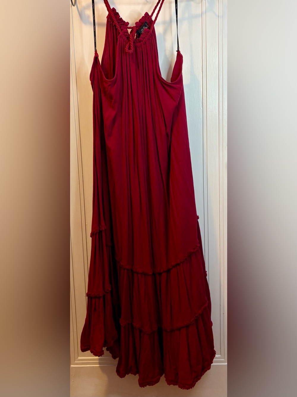 City Chic Burgandy Tiered Maxi Skirt